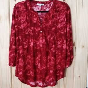 Notations Red Abstract Tunic Top